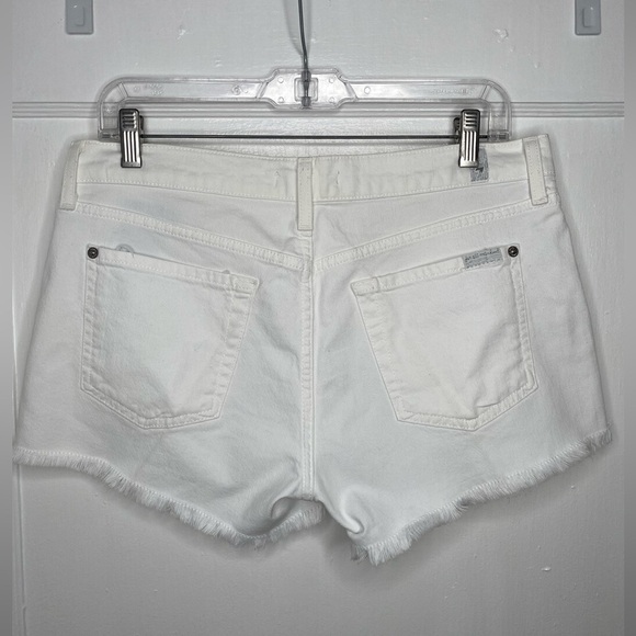 7 OF ALL MANKIND Broken Twill Cut Off White Denim Women's Shorts - Picture 6 of 10